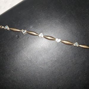 10K gold bracelet with hearts and aquamarine gemstone
